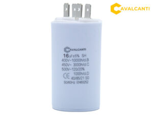 Capacitor 16uF 450VAC para motores eléctricos y bombas de agua.